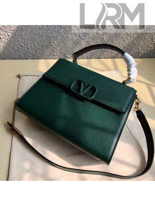 Valentino Large VSLING Grainy Calfskin Top Handle Bag 0530 Green 2019