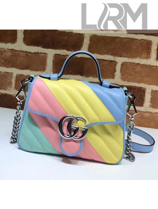 Gucci GG Marmont Matelassé Mini Top Handle Bag 547260 Multicolor Pastel 2020
