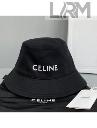 Celine Canvas Bucket Hat with CELINE Print Black 2021