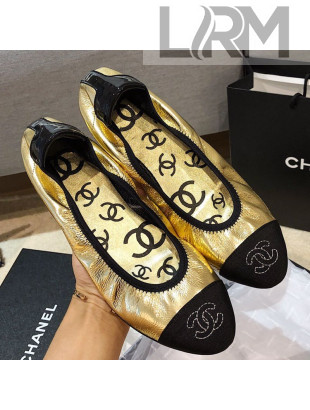 Chanel Metallic Leather Ballerinas G36166 Gold 2020