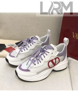 Valentino VLogo Sneakers in Suede and Calfskin Patchwork Purple (For Women and Men)