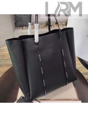 Balen...ga Calfskin Medium Everyday Tote Bag M with Logo Printed on Handles Black 2018