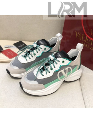 Valentino VLogo Sneakers in Suede and Calfskin Patchwork Green (For Women and Men)