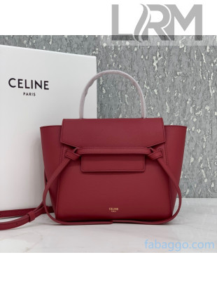 Celine Nano Belt Bag In Grained Calfskin Deep Red 2020