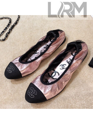 Chanel Metallic Leather Ballerinas G36166 Pink 2020