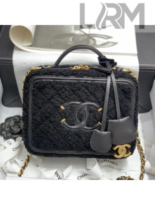 Chanel Shearling Wool Vanity Case Bag A93343 Balck 2020