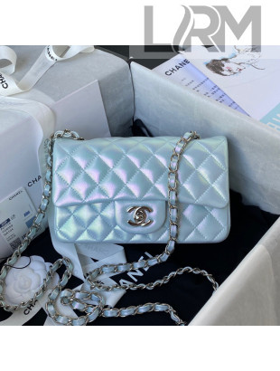 Chanel Iridescent Lambskin Classic Mini Flap A01116 Bag Blue 2021