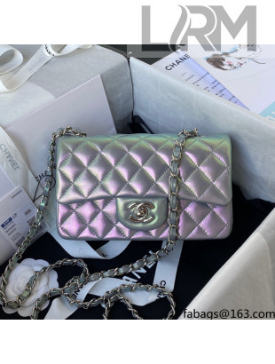 Chanel Iridescent Lambskin Classic Mini Flap A01116 Bag Grey/Pink 2021