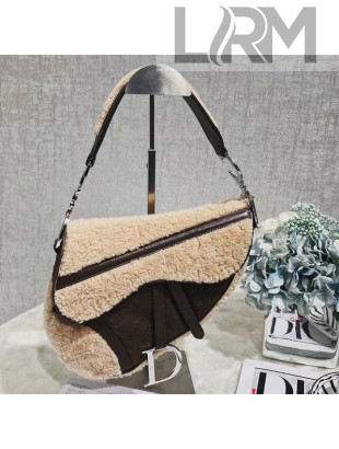Dior Medium Saddle Bag in Vintage leather and Shearling 2018