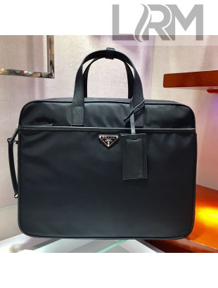 Prada Nylon and Saffiano Leather Messenger Work Bag 2VE015 Black 2021