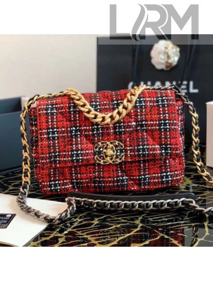 Chanel 19 Tweed Flap Bag Red 2020
