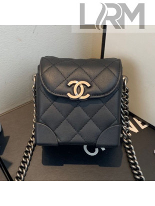 Chanel Quilted Leather Box Clutch with Chain Black 2019
