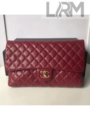 Chanel Quilting Lambskin Classic Clutch Bag A57650 Red 2018