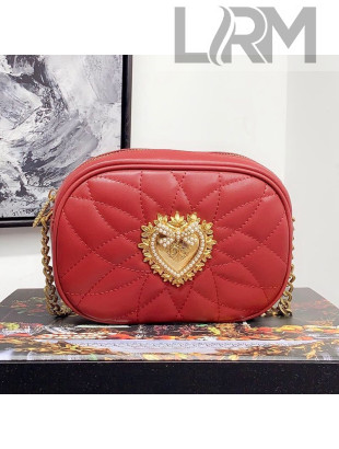 Dolce&Gabbana Devotion Camera Bag in Quilted Nappa Leather Red 2019