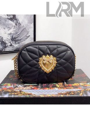 Dolce&Gabbana Devotion Camera Bag in Quilted Nappa Leather Black 2019