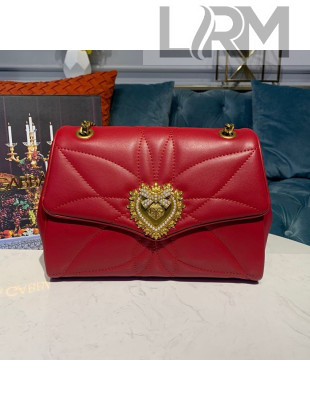 Dolce&Gabbana Large Devotion Shoulder Bag in Quilted Nappa Leather Red 2019