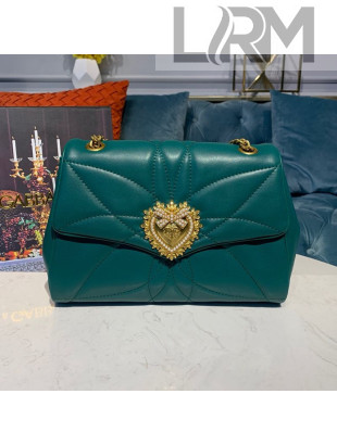 Dolce&Gabbana Large Devotion Shoulder Bag in Quilted Nappa Leather Green 2019