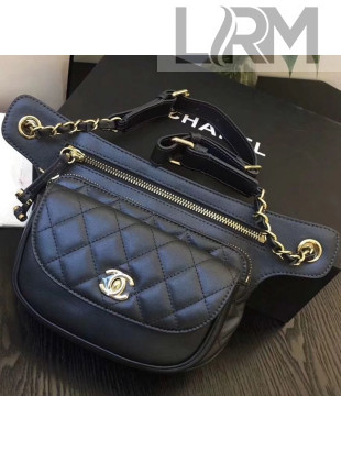 Chanel Metallic Aged Calfskin Waist Bag/Belt Bag AS0814 Black 2019