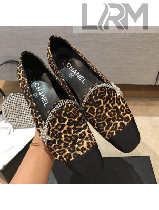 Chanel Leopard Print Flat Loafers with Crystal Star G35833 2020