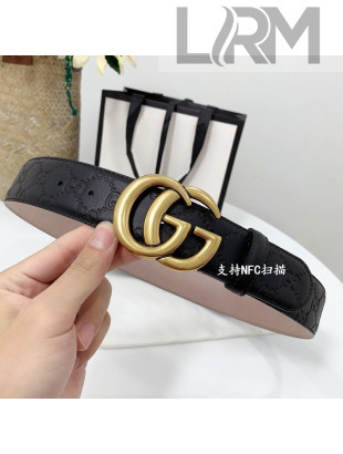 Gucci GG Calfskin Belt 4cm with GG Buckle Black/Aged Gold 2021
