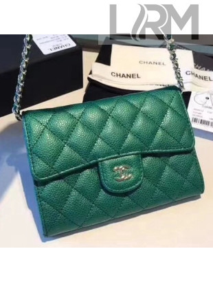 Chanel Grained Calfskin Classic Mini Clutch with Chain A84512 Green 2018