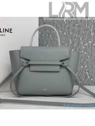 Celine Nano Belt Bag In Grained Calfskin Light Grey/Silver 2020