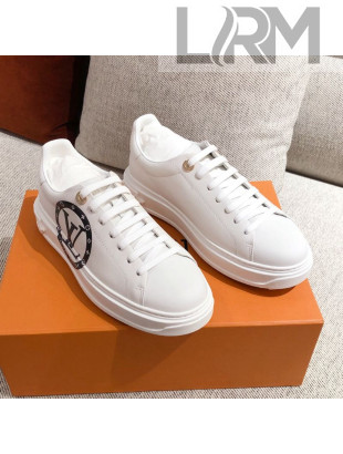 Louis Vuitton Time Out Leather Sneakers with LV Circle White 202002