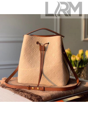 Louis Vuitton NéoNoé MM Bucket Bag in Monogram Embossed Leather M45307 Cream Beige 2020