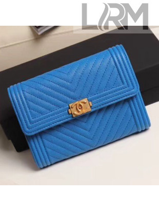 Chanel Chevron Grained Calfskin Boy Flap Bag A84385 Royal Blue 2019