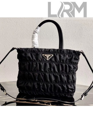 Prada Embossed Nylon Tote Bag 1BG321 Black 2020