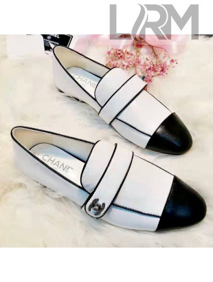 Chanel Patchwork Lambskin Flat Loafers G34666 White 2019