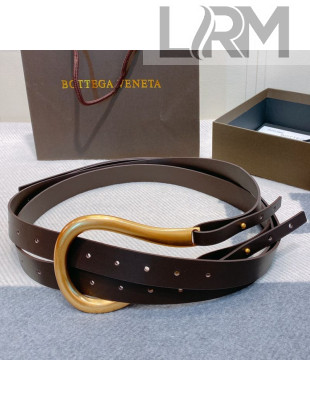 Bottega Veneta Leather Corset Belt 50mm with Saddle Buckle Coffee 2019