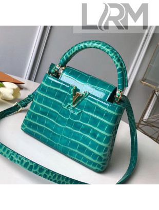 Louis Vuitton Capucines Mini Top Handle Bag in Crocodilian Leather N93429 Green 2019