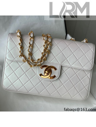 Chanel Vintage Quilted Leather Flap Bag A088 White/Gold 2021