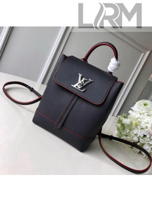 Louis Vuitton Grainy Calfskin Lockme Mini Backpack Navy Blue/Red M54575