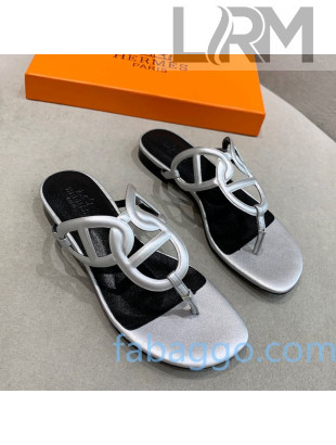 Hermes Beach Flat Sandals Silver 2020