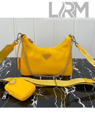 Prada Re-Edition 2005 Nylon Shoulder Bag 1BH204 Yellow 2020