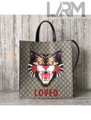 Gucci Angry Cat Print Soft GG Supreme Tote 450950 