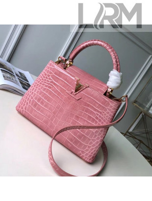 Louis Vuitton Capucines BB Top Handle Bag in Crocodilian Leather N92679 Pink 2019