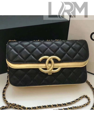 Chanel Quilted Smooth and Metallic Lambskin Small Flap Bag A57275 Black/Gold 2019