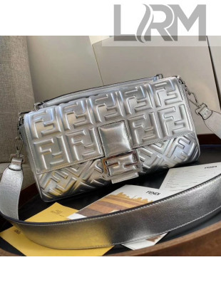 Fendi Baguette Silver Leather Large Bag 2019