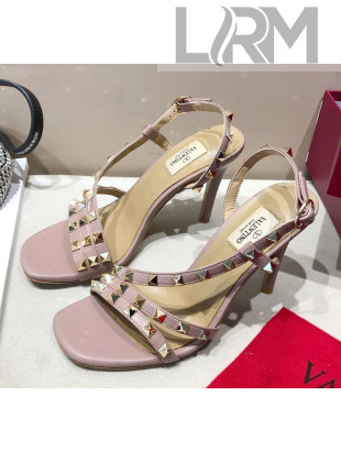 Valentino Rockstud Calfskin Sandal 85 mm Heel Pink 2020