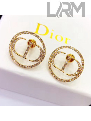Dior Crystal CD Round Stud Earrings 2019