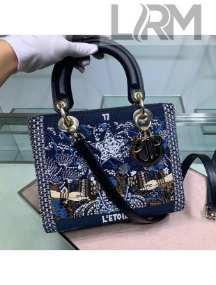 Dior Star Lady Dior Medium Bag in Tarot Beaded Canvas 2019