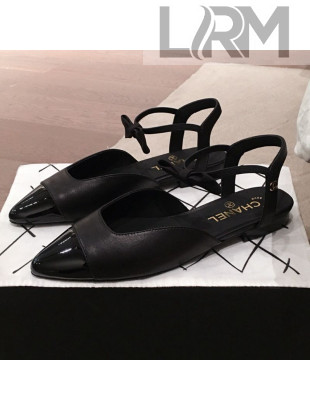 Chanel Lambskin Flat Mary Janes Slingback with Bow G36361 Black 2020