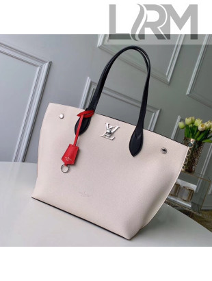 Louis Vuitton Calfskin Lockme Go Handle Tote Bag White M55028