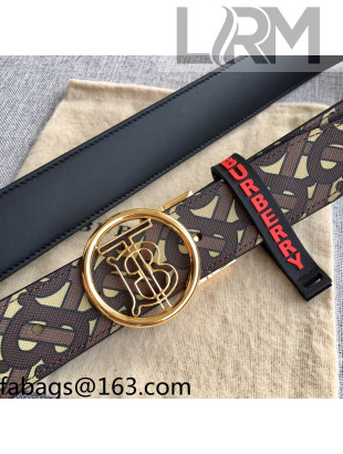 Burberry TB Canvas Belt 3.5cm with TB Circle Buckle Brown 2021 110625