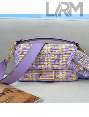 Fendi Raffia Baguette Medium Bag Purple 2021