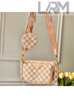 Louis Vuitton Multi Pochette Accessoires Damier Azur Canvas Triple Shoulder Bag M44813 Pink 2020