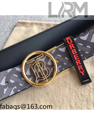 Burberry TB Canvas Belt 3.5cm with TB Circle Buckle Grey/Gold 2021 110628